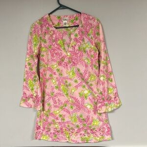 Lilly Pulitzer  Mini Cotton Dress / Cover up Monkey Print, Palm Tree Dress, XS